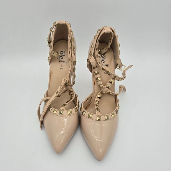 Rue21 Etc Studded Pointed Tan High Heel Pumps Size 6/7 - Picture 9 of 11